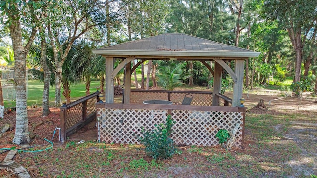 view of yard with a gazebo