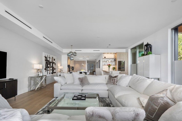 living room with hardwood / wood-style flooring