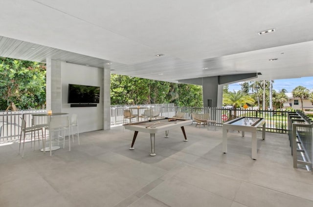 view of patio with a bar