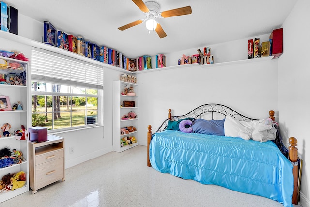 bedroom featuring ceiling fan