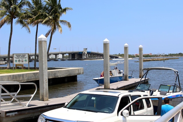 dock area featuring a water view