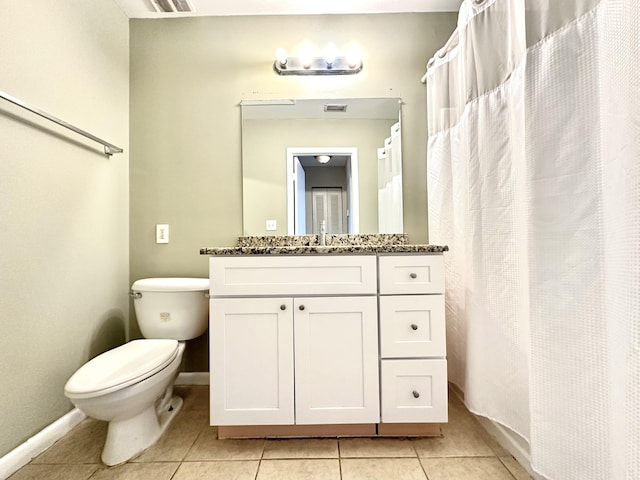 bathroom with tile patterned floors, vanity, and toilet