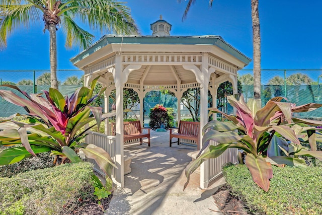 view of patio featuring a gazebo