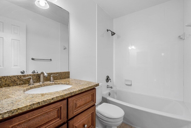 1701 Vision Dr, Palm Beach Gardens, FL 33418 - bathroom featuring toilet, vanity, and bathtub / shower combination