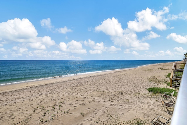 view of water feature featuring a beach view