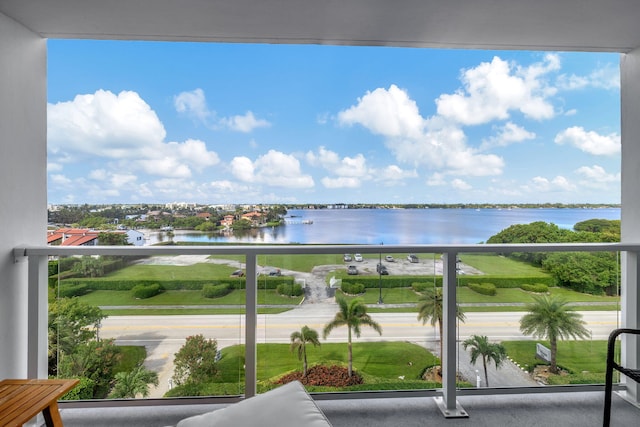 balcony with a water view