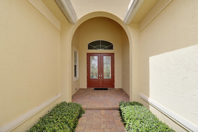 doorway to property with french doors