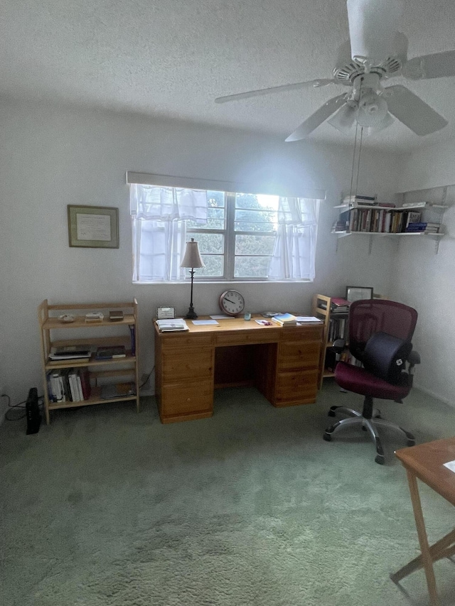 39 Suffolk A, Boca Raton, FL 33434 - carpeted office space featuring plenty of natural light, ceiling fan, and a textured ceiling