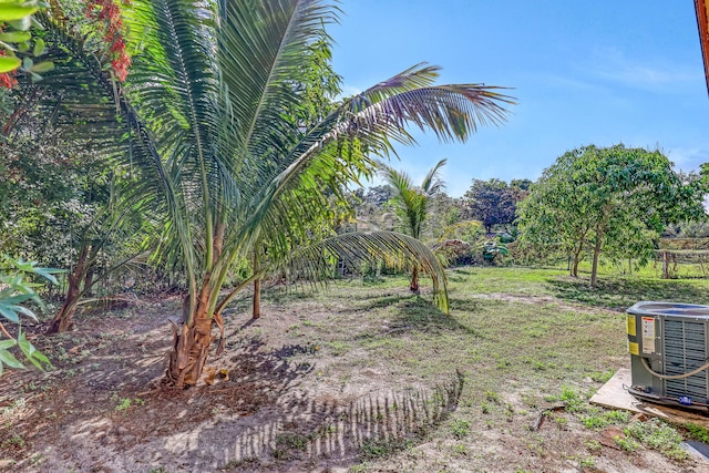 view of yard featuring central AC