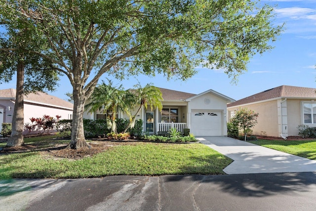 ranch-style home with a garage