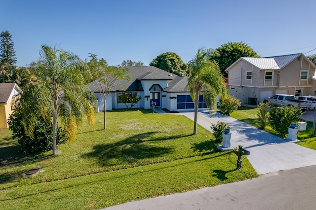 view of front of home with a front lawn