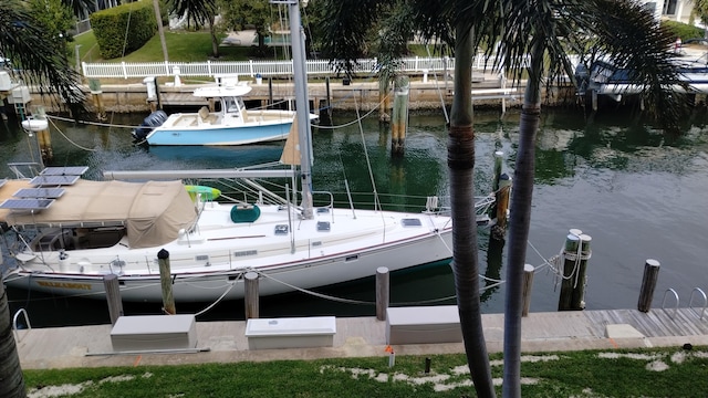 view of dock featuring a water view