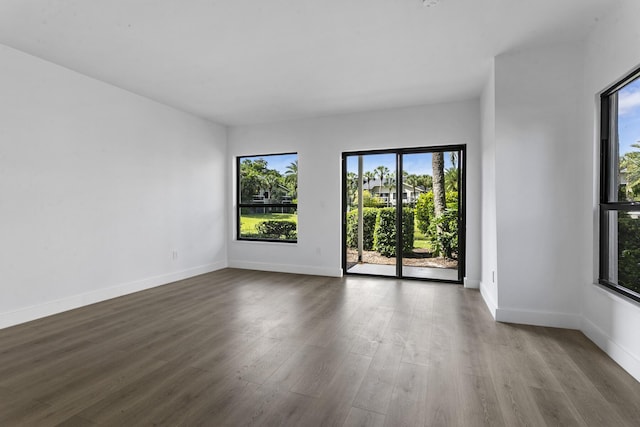 spare room with wood-type flooring