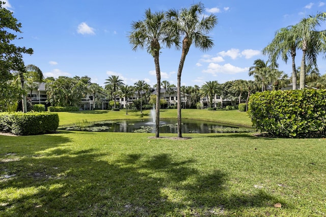 surrounding community featuring a yard and a water view