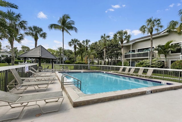 view of pool with a gazebo