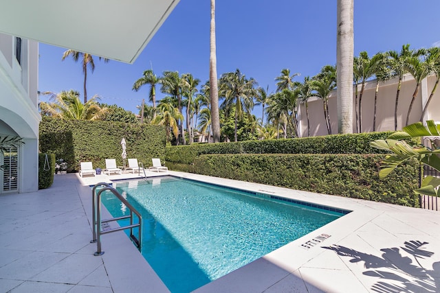 view of swimming pool with a patio area