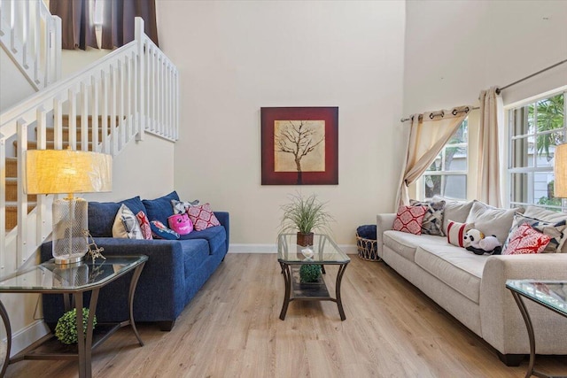 living room featuring light hardwood / wood-style flooring