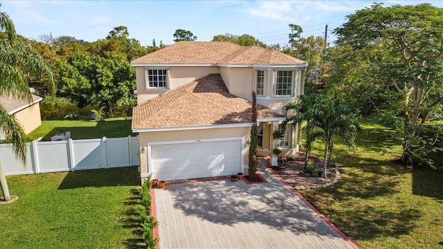 view of front of home featuring a front lawn