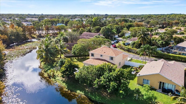 bird's eye view featuring a water view