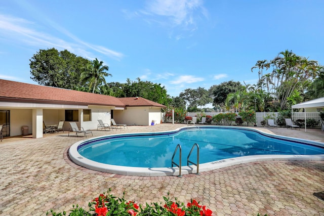 view of pool featuring a patio area