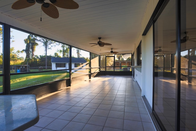 view of unfurnished sunroom