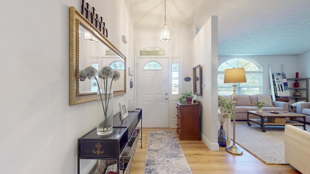 entryway with light wood-type flooring