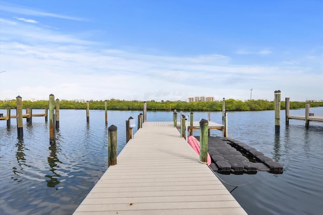 view of dock featuring a water view