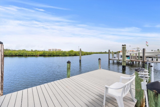 view of dock featuring a water view