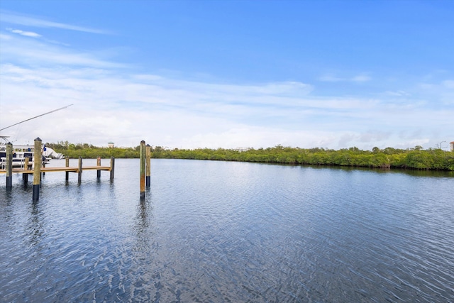 view of dock featuring a water view