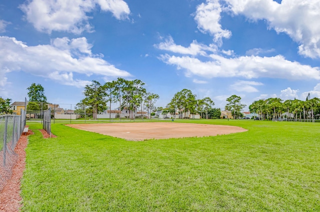 view of property's community with a yard