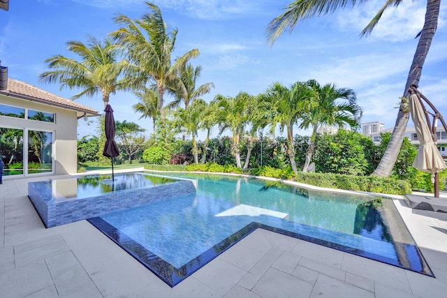 view of pool featuring a patio area and a jacuzzi