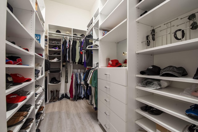 spacious closet featuring light hardwood / wood-style floors