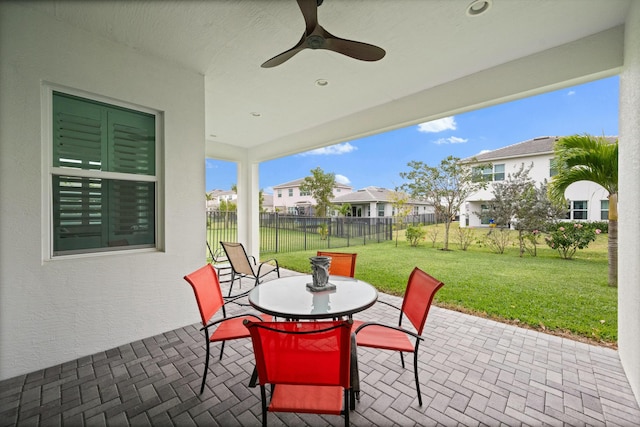 view of patio with ceiling fan