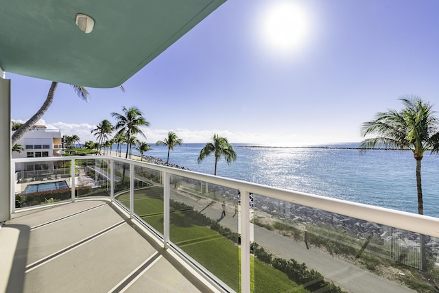 balcony with a water view