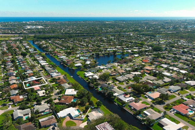 bird's eye view featuring a water view