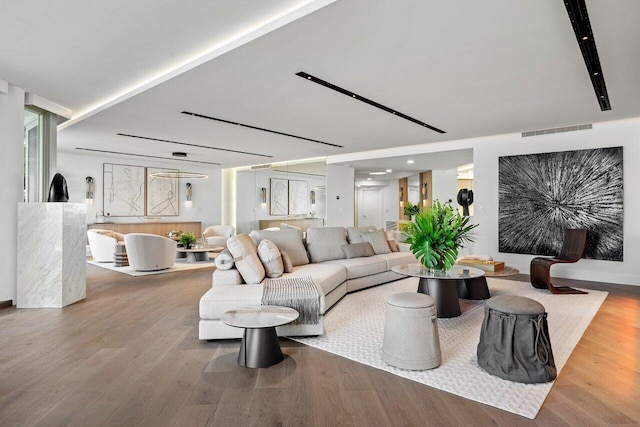 living room featuring hardwood / wood-style flooring