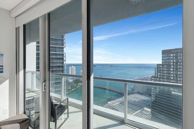 balcony with a water view