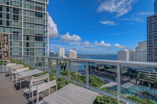 balcony with a water view