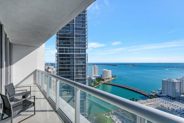 balcony with a water view