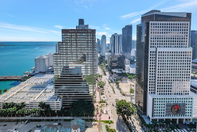 property's view of city featuring a water view