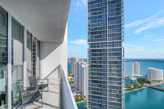 balcony with a water view