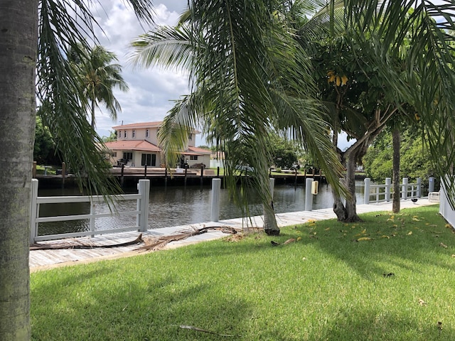 property view of water with a boat dock