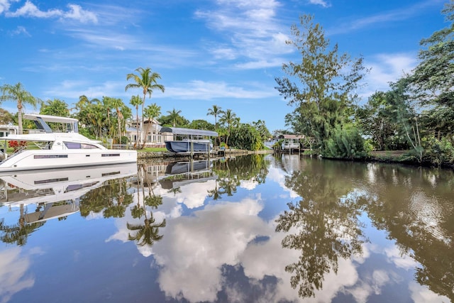 view of dock featuring a water view