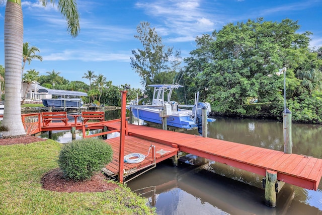 dock area with a water view