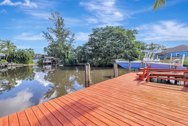 view of dock featuring a water view