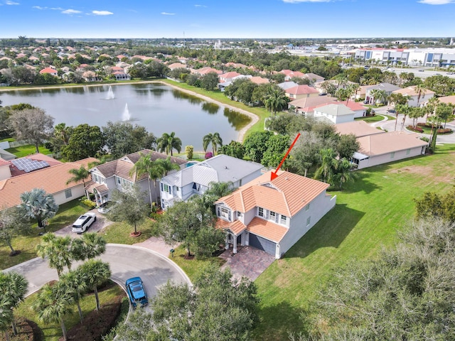 bird's eye view featuring a water view