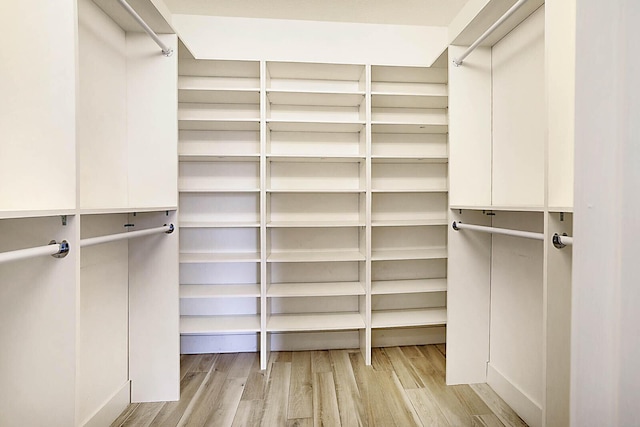 spacious closet featuring light hardwood / wood-style flooring