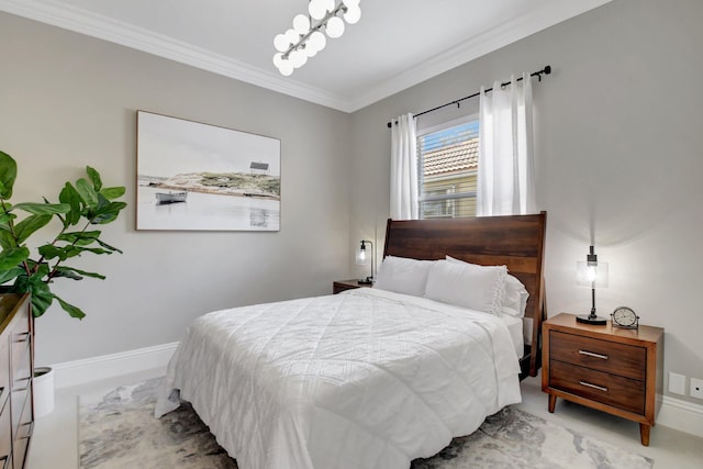 bedroom featuring crown molding