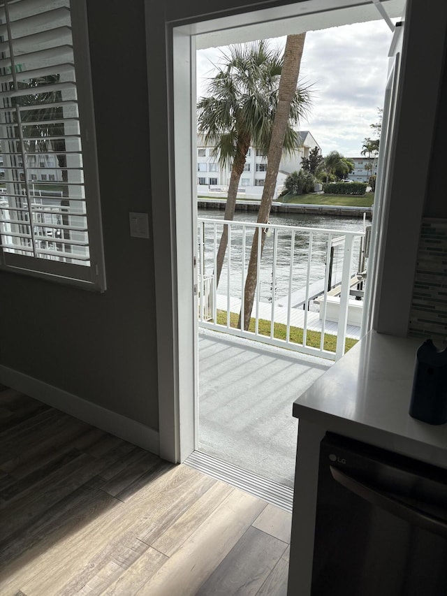 entryway with light wood-type flooring