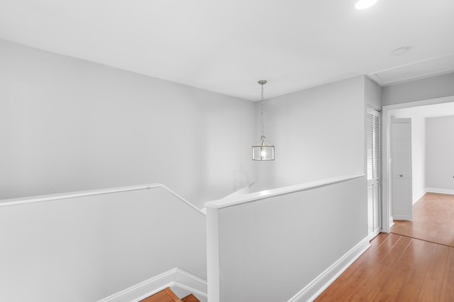 corridor with hardwood / wood-style flooring